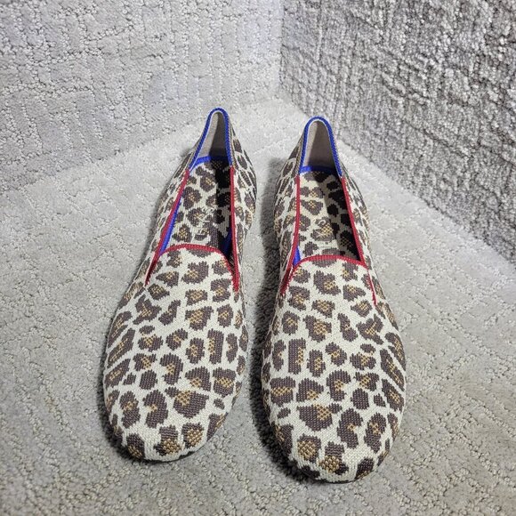 Rothy's Leopard Print Flats with Blue and Red Accents - Picture 1 of 11